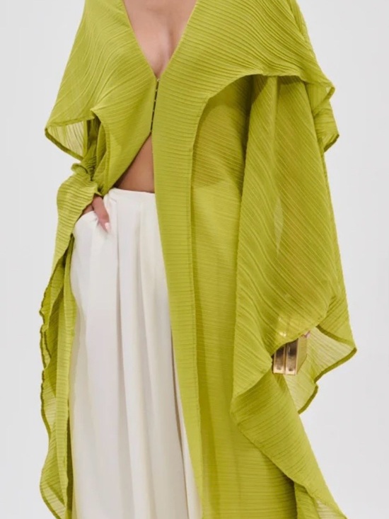 AKIRA Tops - AKIRA Lime Green Pleated Tunic Top